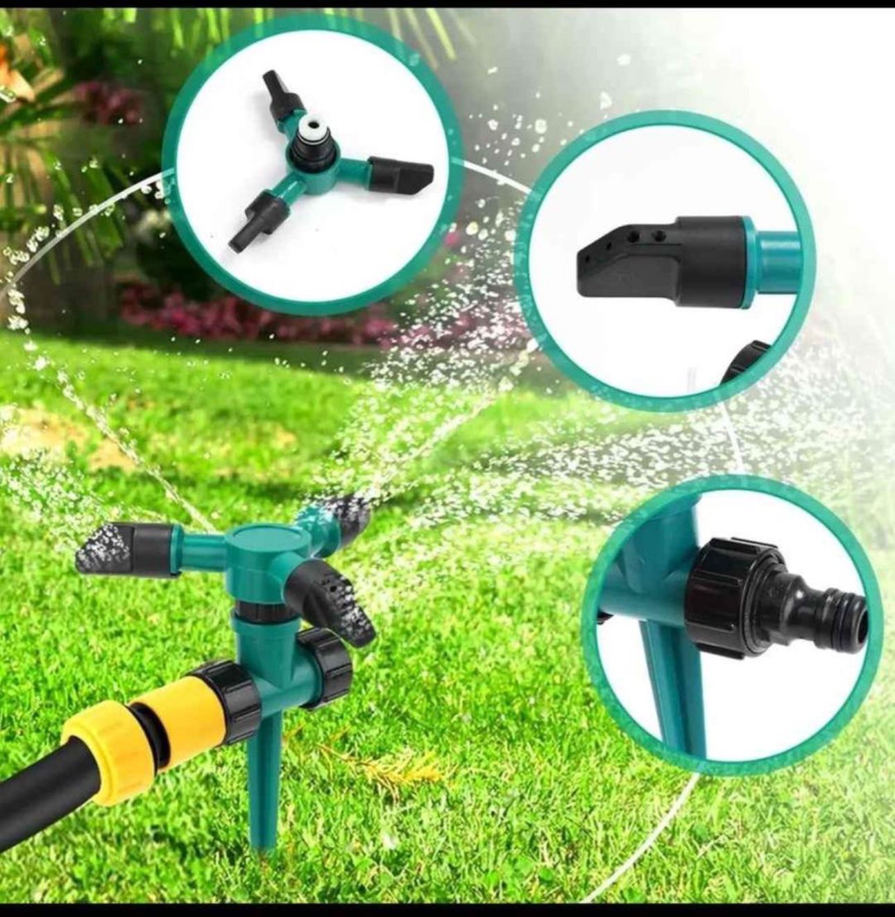 ASPERSOR DE AGUA PARA JARDIN 3 BOQUILLAS