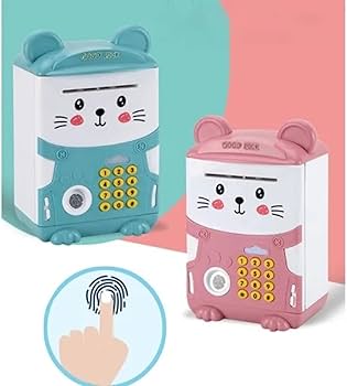 ALCANCIA DE GATITO ELECTRICA PARA NIÑOS CON CLAVE Y HUELLA