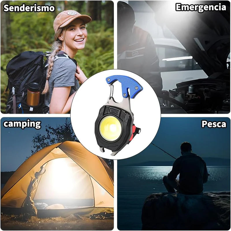 Llavero Multifuncional con Linterna LED Recargable
