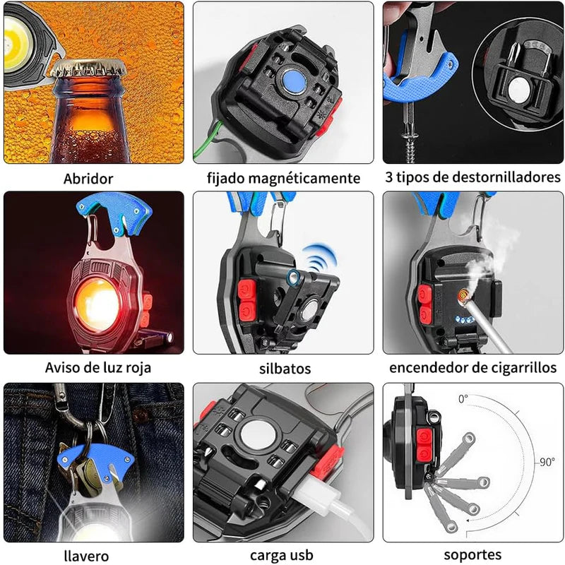 Llavero Multifuncional con Linterna LED Recargable