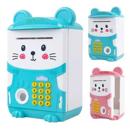 ALCANCIA DE GATITO ELECTRICA PARA NIÑOS CON CLAVE Y HUELLA