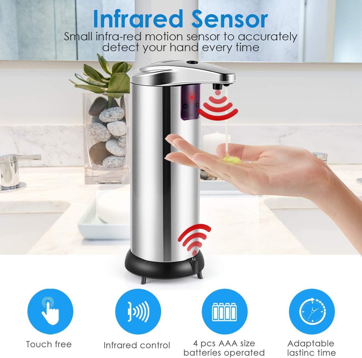 DISPENSADOR DE JABON AUTOMÁTICO CON SENSOR