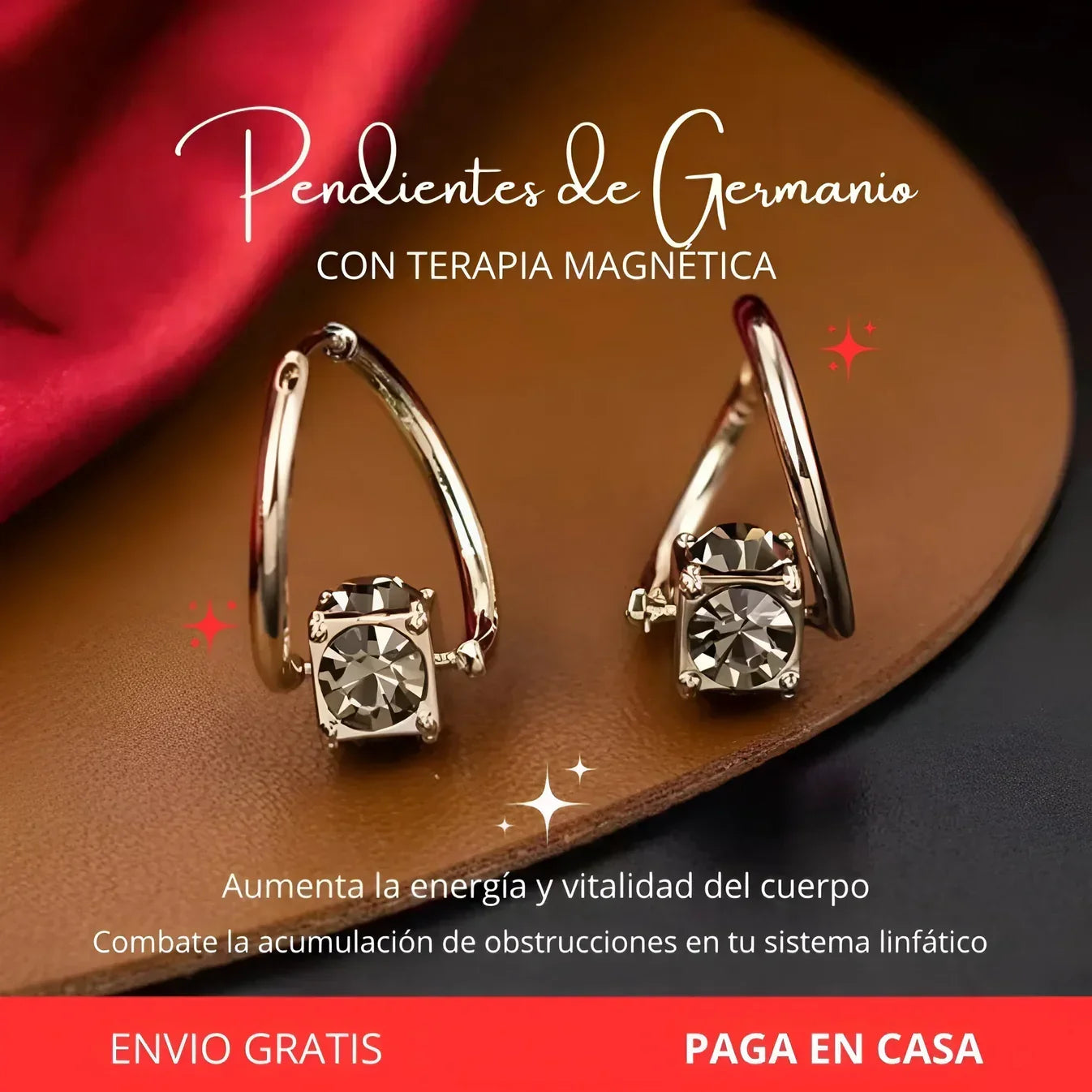 Par Pendientes de germanio con terapia magnética